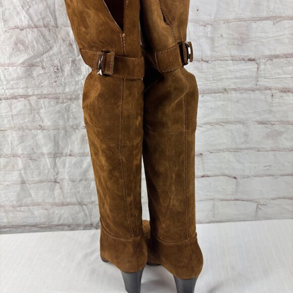 Naturalizer Women's 6.5 Brown Suede Leather Over-the-knee Heel Riding Boots - Picture 10 of 13